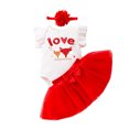 thumbnail image 1 of FhsagQ Ensembles pour Filles Robe de la Saint-Valentin pour Bébé Robe à Petites Manches Volantées Ensemble de Robe de Princesse 3 Pcs Tenues pour Petites Filles Taille 6-7 Rouge 6 m, 1 of 6