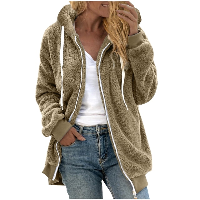 Birdeem Mode Chandail à Fermeture Éclair à Col en V pour Femmes, Manches Longues, à Capuche, Blouse, Chandail