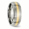 thumbnail image 4 of Titanium 14k Gold Inlay 8mm Ridged Edge Ring Man Wedding Precious Metal   For Dad Mens  For Him, 4 of 10