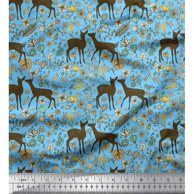 Soimoi Rayon Fabric Swirls & Floral Artistic Decor Fabric Printed Yard 42 Inch Wide