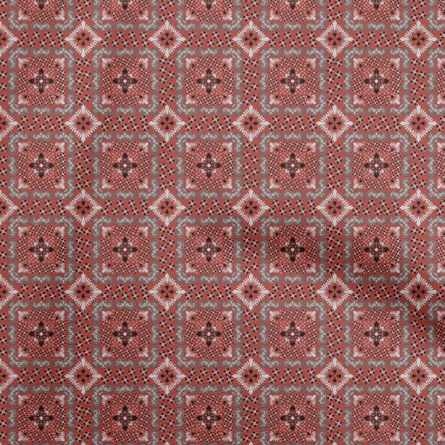 oneOone Cotton Poplin Red Fabric Asian Block Sewing Craft Projects Fabric Prints By Yard 56 Inch Wide