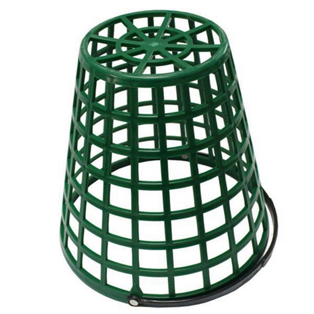 Golf Basket Golf Container with Handle Ball Rack for Stadium Outdoor Sports Green. A green nylon golf ball basket with a rust-proof design, holding up to 75 balls. Features a foldable handle for easy stacking and ball access. Suitable for outdoor sports equipment storage or frequent use by clubs and individuals.