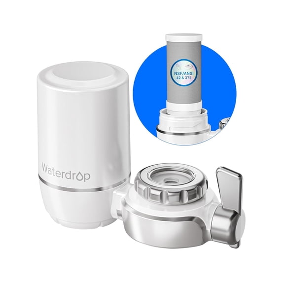 Waterdrop WD-FC-01 NSF Certified Basic Faucet Filter, 320-Gallon Carbon Fiber Faucet Filtration System, Tap Water Filter, Reduces 94.2% Chlorine, Bad Taste and Odor with One Filter