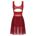 thumbnail image 4 of Miaeowve Robe de Danse Courte pour Femmes en Mousseline, Ourlet Haut-Bas, Justaucorps Superposé, Robe Courte, Vêtements de Danse Lyrique, Rouge, M, 4 of 5