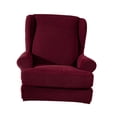 thumbnail image 4 of 2-Piece Wing Back Armchair Covers Wing Sofa Slipcovers Replacement Red Burgundy, 4 of 8