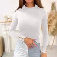 thumbnail image 2 of Pisexur Chandail Col Roulé pour Femmes Couleur Unie Pulls Courts pour Femmes Tunique Tricot pour Femmes Décontracté Manches Longues Pulls d'Automne Chandail Col Rond Hauts, 2 of 5