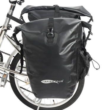 AFISHTOUR Sacoches de Vélo Imperméables, Sacs de Vélo 50 L pour Porte-Bagages Arrière de Bicyclette, Sacs de Selle de Bicyclette pour l'Épicerie (Noir, 1 Paire)