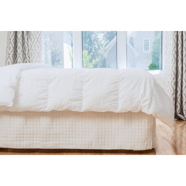 Jupe de lit Grid grand de Gouchee Home – Jupe de lit matelassée blanche, microfibre douce brossée, 60 x 80 x 14 po, lavable en machine
