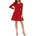 thumbnail image 1 of INSPIRE CHIC Robe de Fête en Tricot pour Juniors, Ligne A, Col Peter Pan, Manches Longues, au-Dessus du Genou, 1 of 4
