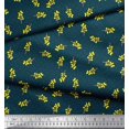 thumbnail image 3 of Soimoi Blue polyester Crepe Fabric Yellow Flower & Dots Print Fabric by the Yard 42 Inch Wide, 3 of 5