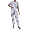 thumbnail image 1 of SDNall Hauts à Manches Longues pour Femmes Imprimé Manches Courtes Col Rond Taille Élastique Pantalons Longs Ensemble de Sport Décontracté pour Femmes Été, Pantalons d'Été pour Femmes, Hauts à Manches Longues pour Femmes, 1 of 5