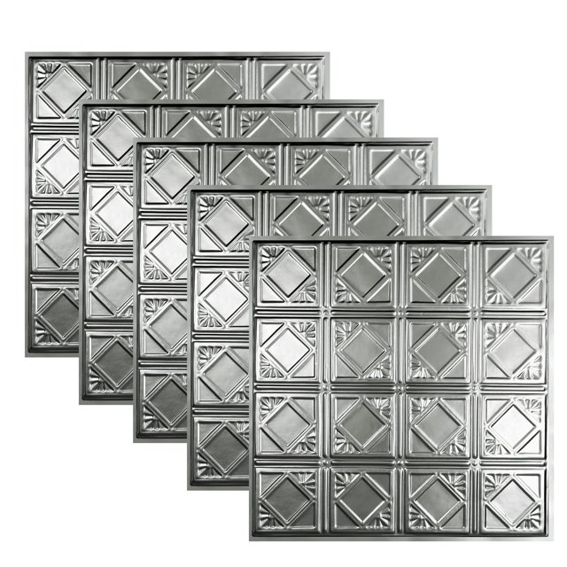 Great Lakes Tin Ludington Unfinished 2ft x 2ft Lay In Ceiling Tiles (5 Pack)
