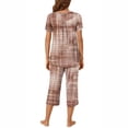 thumbnail image 3 of Rbaofujie Pyjama d'Automne pour Femmes, T-Shirt à Col Rond Imprimé à Manches Courtes et Ensemble de Pantalon, Tenue de Détente, Pyjama avec Poches, Ensemble de Pyjama pour Femmes, 3 of 6