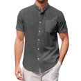 thumbnail image 1 of TopLLC Polo pour Homme Chemise en Lin Décontractée Col Officier Manche Courte Chemise Boutonnée, 1 of 4