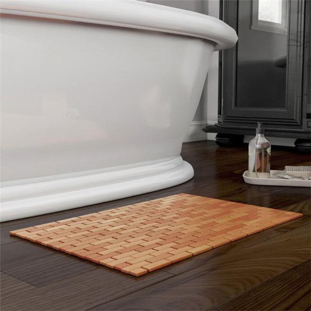 Bamboo Bath Mat-Eco-Friendly Natural Wooden Non-Slip Roll Up Lattice Design Mat