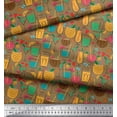 thumbnail image 2 of Soimoi polyester Crepe Fabric Straw,Glass & Coconut Drink Summer Designs Fabric Prints By Yard 42 Inch Wide, 2 of 3