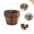 thumbnail image 3 of FOMIYES Wooden Planter Barrel Barrel Style Flower Pot Container for Patio Garden Backyard 5.9X 4.7", 3 of 6