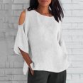 thumbnail image 2 of Liquidation! Hauts Grande Taille pour Femmes, Blouse à Manches Courtes d'Été pour Femmes, Mode Féminine Manches Courtes Col Rond Ample Épaules Dénudées Blouse, 2 of 5