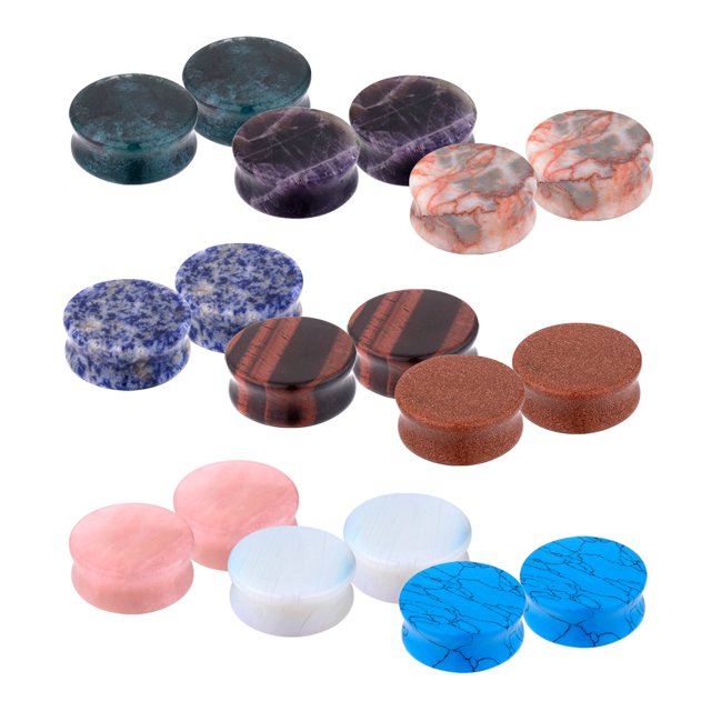 BodyJ4You 18PC Stone Ear Plugs 24mm Double Flare Saddle Stretching Gauges Expander