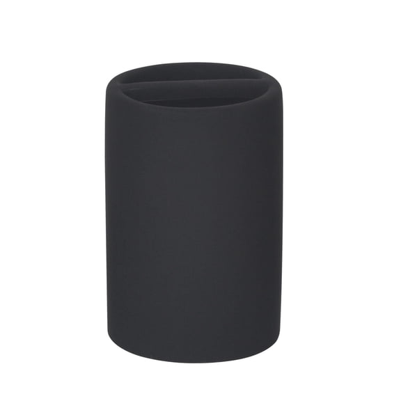 Mainstays Soft Touch Toothbrush Holder, Rubber coated ceramic, 1 toothbrush holder holds toothbrushes and toothpaste