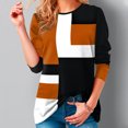 thumbnail image 2 of Yuyuzo Chemises pour Femmes Manches Longues Col Rond Mode Patchwork Color Block Hauts Décontractés Chemises Amples, 2 of 5