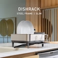 thumbnail image 2 of Simplehuman Compact Kitchen Dish Drying Rack, Fingerprint-Proof Stainless Steel Frame, Grey Plastic, 2 of 7