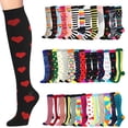 thumbnail image 3 of Bas de Compression 20-30 mmHg Longueur Genou Bas de Sport Bas Femmes Bas de Randonnée pour Chaussettes Unisexes 20-30 mmHg Compression Course Cyclisme, Vert, Pois, G/TG, 3 of 8