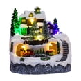 thumbnail image 3 of Christmas Village House Resin Snow Tree Scene for Office Desk Indoor Holiday, 3 of 8