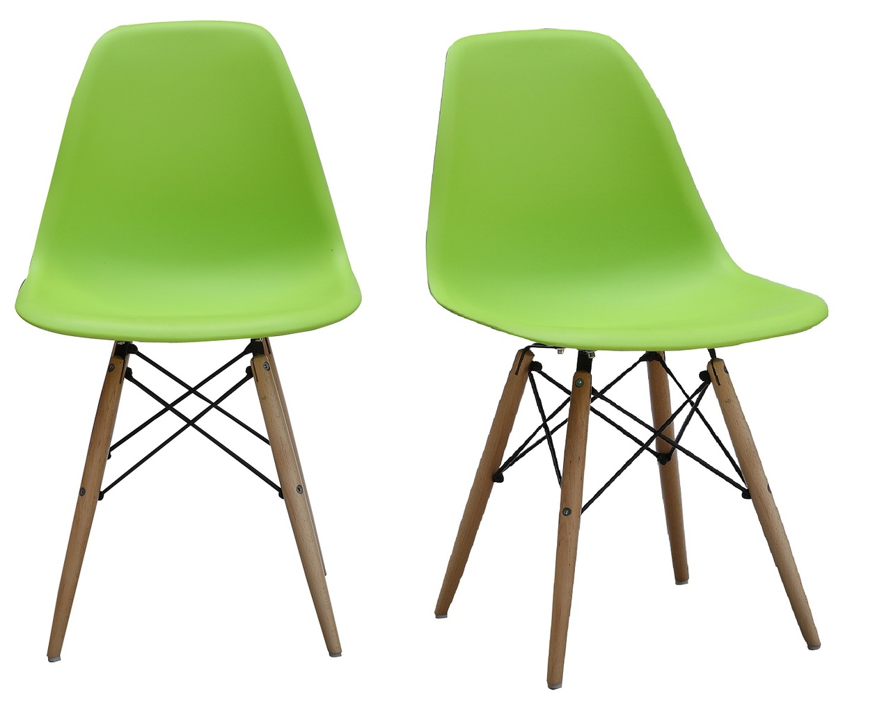 ViscoLogic PRAGUE Chaises de Salle à Manger Latérales Style Eames Eiffel, Vertes (Ensemble de 2)