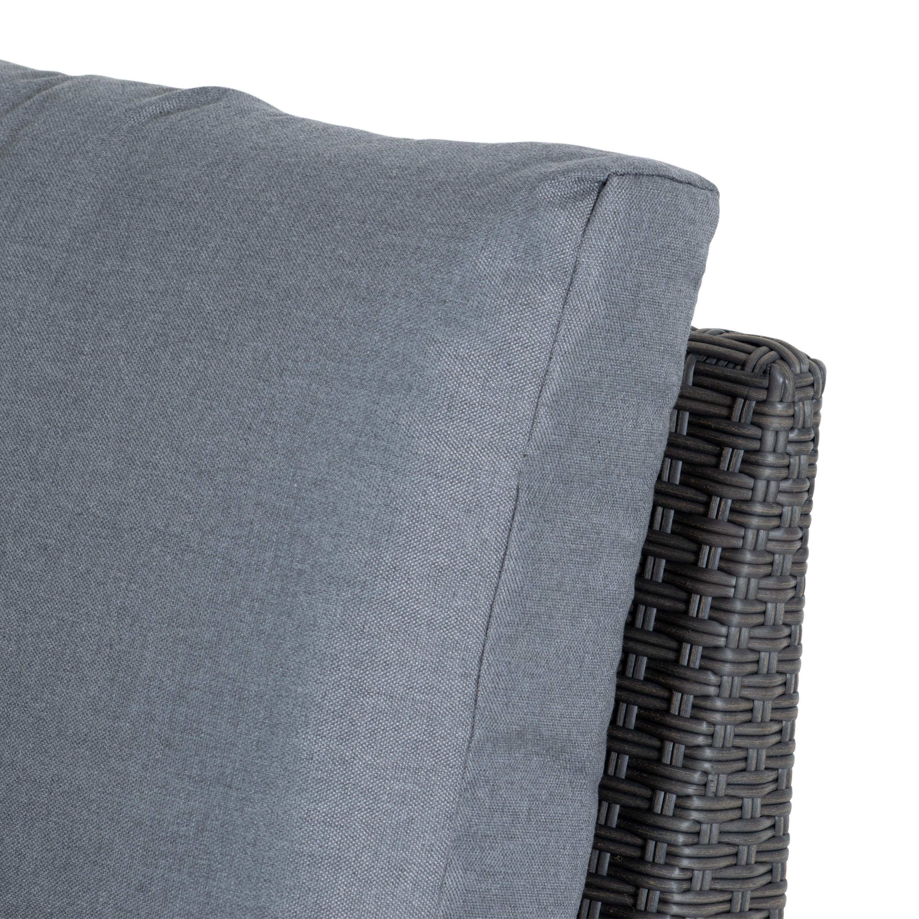 Salon de jardin d'angle CorLiving Brisbane en résine tressée résistante à la rouille, rotin et acier, avec coussins, anthracite/gris clair
