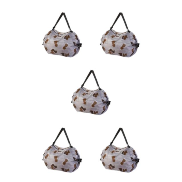 kurtrusly Sac de Rangement Réutilisable Pliable Écologique et Polyvalent Sac de Courses Imperméable en Polyester pour Voyage Sac de Plage Sac à Main Chiot Brun 5Set