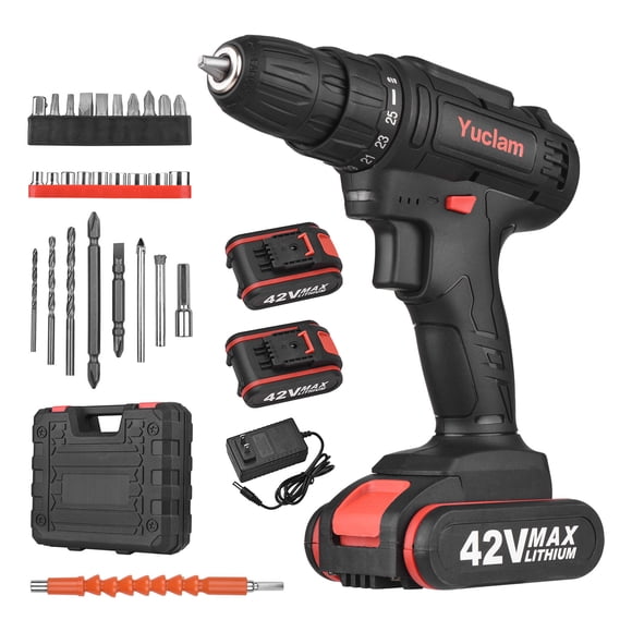 Amdohai Tournevis Sans Fil Yuclam Tournevis Électrique Perceuse à Deux Vitesses avec Lumière DEL Couple 25+1 Arbre Flexible 2 Batteries Mandrin 3/8 Pouce Puissance 50 Nm Tournevis pour Assemblage de Meubles Bricolage à la Maison P