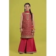 thumbnail image 2 of Dweep Sara Eid Ramadan Special Pink Organza Summer Girls Suit Set with Dhaka Sharara, Dupatta 10-11Y, 2 of 3