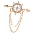 thumbnail image 1 of Broche Chaîne à Pompons en Alliage Décor Épinglette de Complet Broche Gouvernail pour Hommes Broche en Strass Or, 1 of 8
