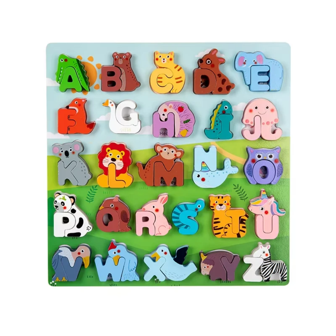 Nathis Toys Casse-Tête en Bois Animal Alphabet, Meilleur Cadeau Éducatif pour Enfants.