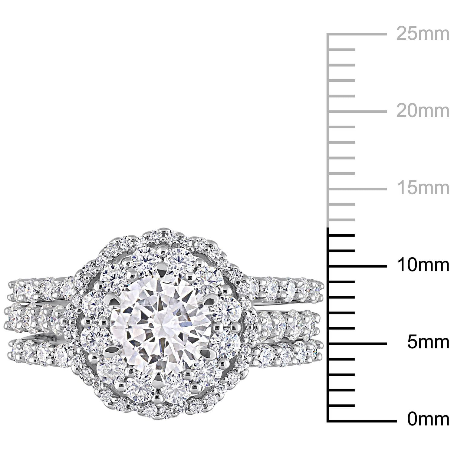 Miabella Ensemble de bagues mariée de 3 pièces avec 2 Carat PPT Moissanite en argent sterling