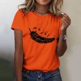 thumbnail image 2 of Dadaria Hauts Femme Chemise Orange Manches Courtes T-Shirt Col Rond Été Chandail Blouses 2TG, 2 of 5