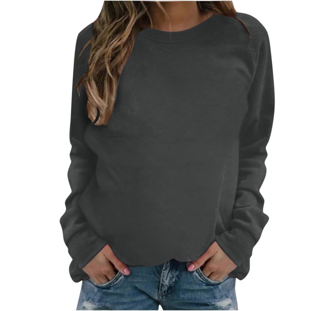Pisexur Chandails pour Femmes, Chandail à Col Rond Uni, Manches Longues, Chandail de Base à Enfiler, Chandails Décontractés Amples et Surdimensionnés pour Femmes, Chandails d'Automne