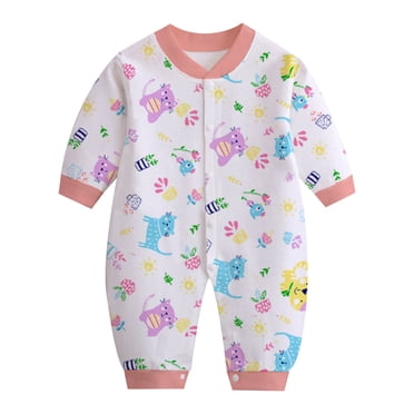 Pisexur Barboteuses pour Nouveau-Nés Garçons Filles, Col en V, Manches Longues, Barboteuse pour Tout-Petits, Imprimé Mignon, Barboteuse à Liens Latéraux, Combinaisons, Unisexe, Coton, Vêtements pour Nourrisson 0-9 Mois