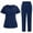 Navy, variant on HaiMao Women's Cool Stretch V-Neck Top and Cargo Pant Scrub Set on Clearance Black M(M)
