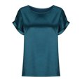 thumbnail image 5 of EQWLJWE Hauts d'Été pour Femmes Hauts pour Femmes Liquidation Mode T-Shirt d'Été pour Femme à Col Rond Uni à Manches Courtes Aguichant Blouse, 5 of 5
