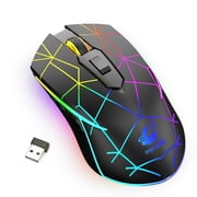 APPIE Wireless Gaming Mouse Rechargeable Computer Mouse with Rainbow RGB Backlight, 3 Adjustable DPI, 7 Buttons, Ergonomic Grip, USB 2.4GHz Optical Mice for Laptop PC Mac Gamer Office