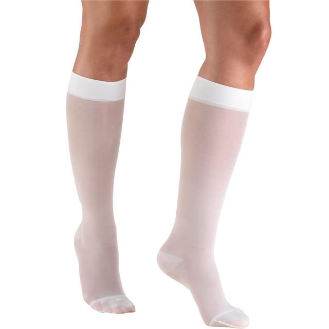 Truform Sheer Knee High Stockings: 15 - 20 mmHg, White, Large