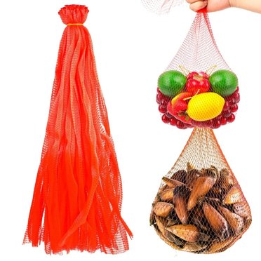YOPTOP 50/100/200 PCS Produce Mesh Bags 24” Reusable Mesh Seafood Cooking Boil Bags Fruit Vegetable Storage Mesh Netting Bag Washable for Toys Onion Potato Garlic Red 150PC Food Storage,red 50pcs