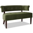 thumbnail image 1 of Jennifer Taylor Home Jared Roll Arm Tufted Bench Settee Olive Green Velvet, 1 of 13