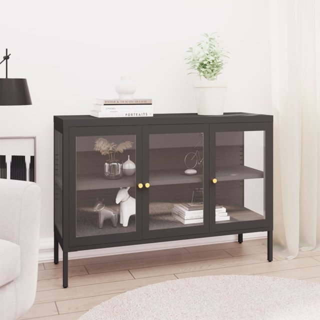 vidaXL Buffet Anthracite 105x35x70 cm Acier et Verre