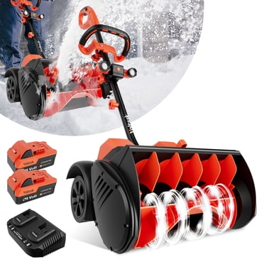 VOLTASK Pelle à Neige Sans Fil 48V de 16 Pouces avec Roues, Souffleuse à Neige Électrique avec Lumières DEL, 2 Batteries et Chargeur Rapide Double Inclus pour Entrée