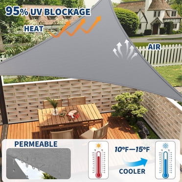 Triangle Sun Shade Sail – UV Block Outdoor Canopy – Breathable, Heavy Duty – for Patio & Garden – Easy Install – 16x16x16FT – Deep Gray