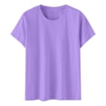 thumbnail image 4 of WTXUE T-Shirts à Manches Courtes, Chandails à Col Rond pour Femmes Chandails en Coton Chandails Amples T-Shirts Hauts Amples Unis / Décontractés pour Femmes Purple S, 4 of 8