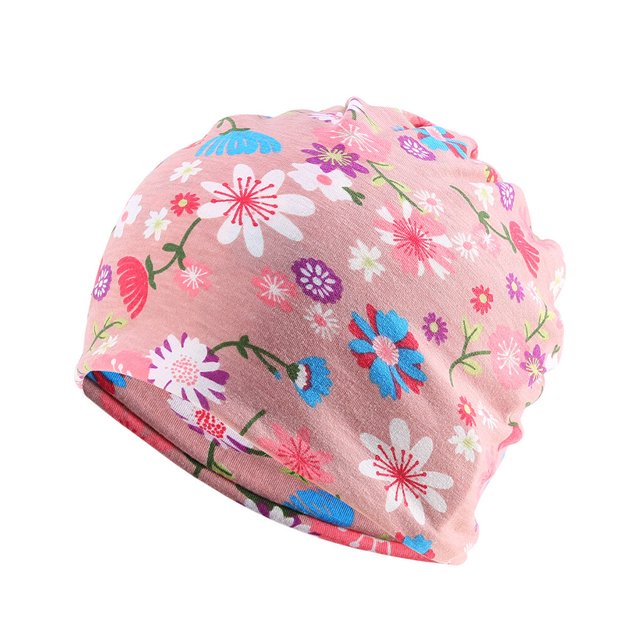 Tuque Décontractée Style Bohème Hijab Musulman Turban Extensible Mode Bonnets de Protection des Oreilles Accessoires de Coiffure Bonnet Fleur Rose